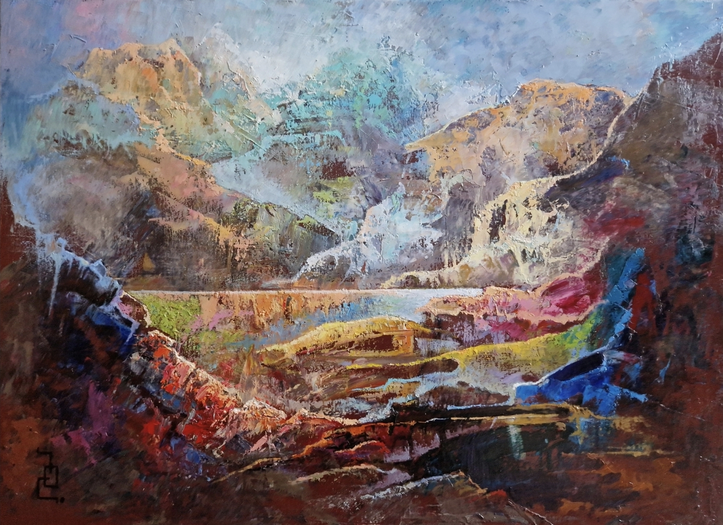 A lake in the mountains